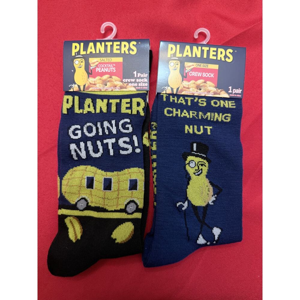 Planters “That’s One Charming Nut” and “Going Nuts” Socks One Size, 1 pair each